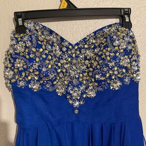 Jovani Elegant Blue Embellished Strapless Dress